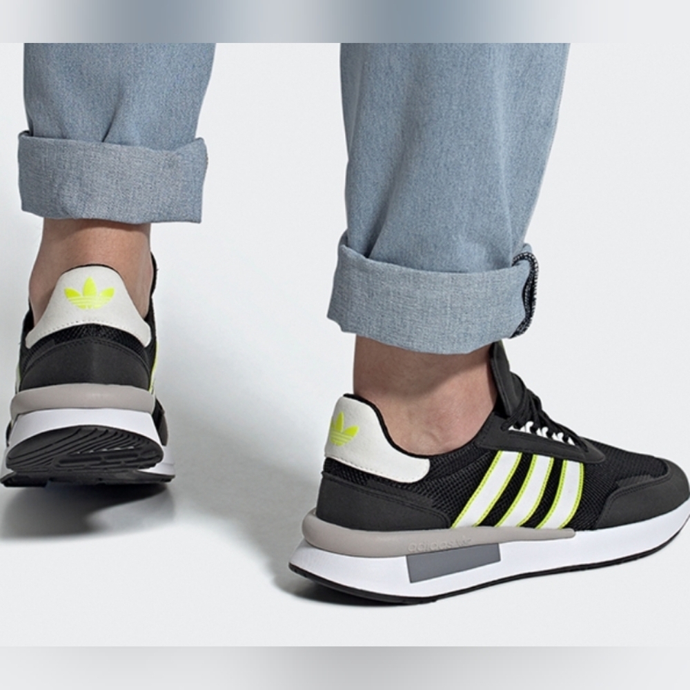 MEN'S Adidas Retroset Shoes Core Black Flat White Yellow Sneaker Shoes Runner 11